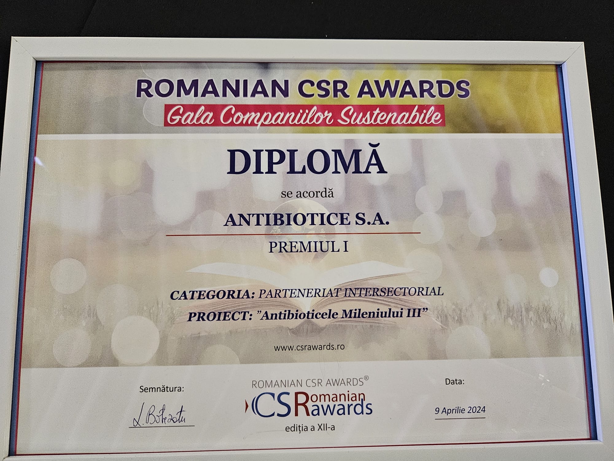 Premiul I pentru proiectul Antibioticele Mileniului III la Romanian CSR Awards